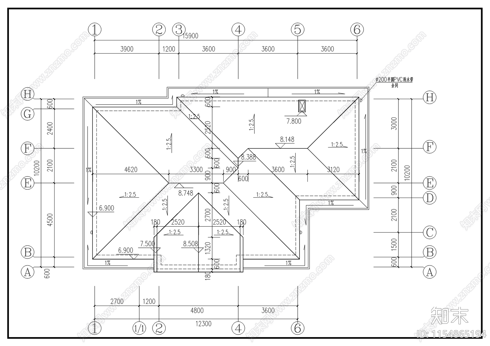 农村别墅建筑cad施工图下载【ID:1154865194】