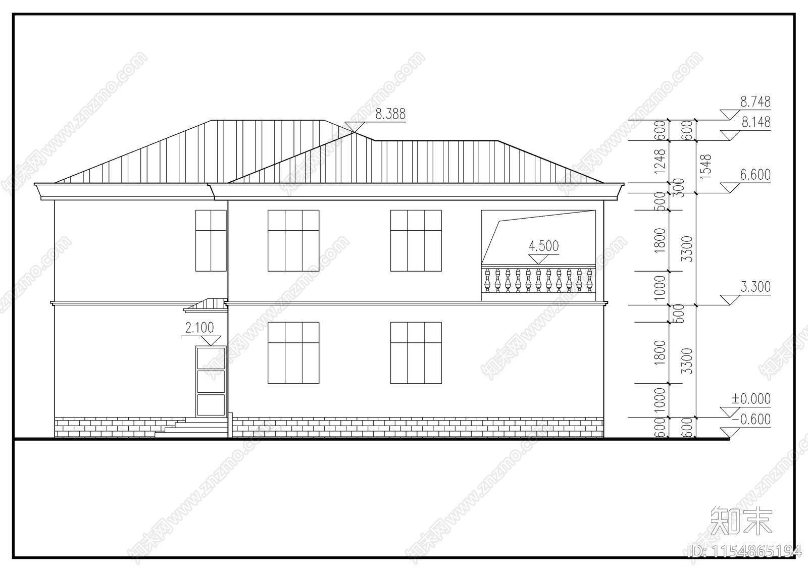 农村别墅建筑cad施工图下载【ID:1154865194】