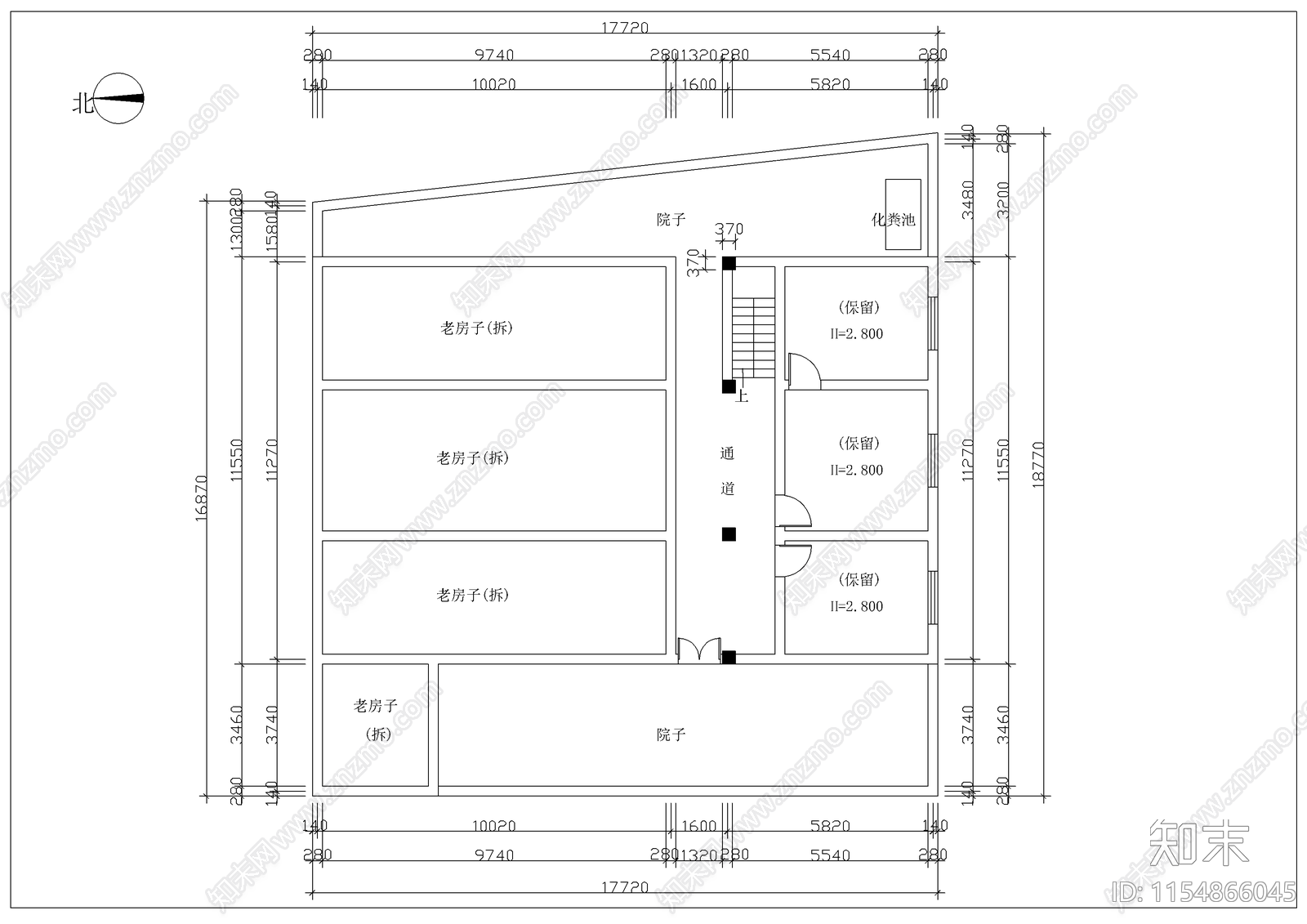 农村住宅旧房改造建筑cad施工图下载【ID:1154866045】