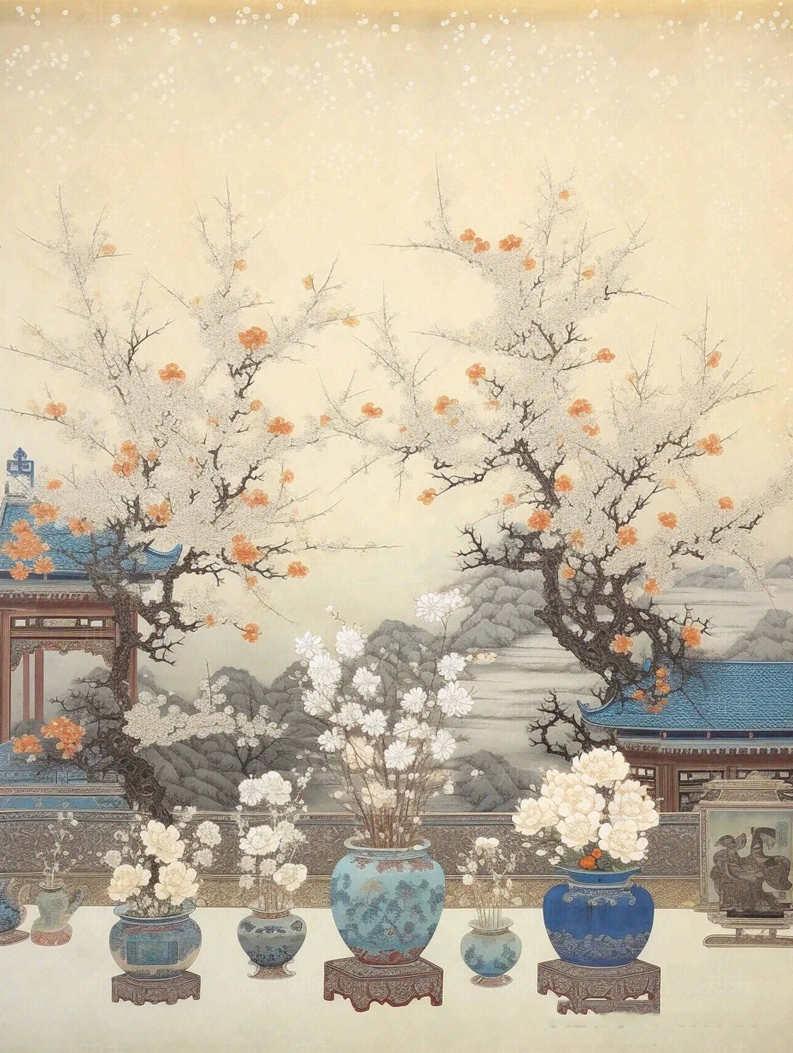 中式复古各类花瓶装饰画贴图下载【ID:1154866617】