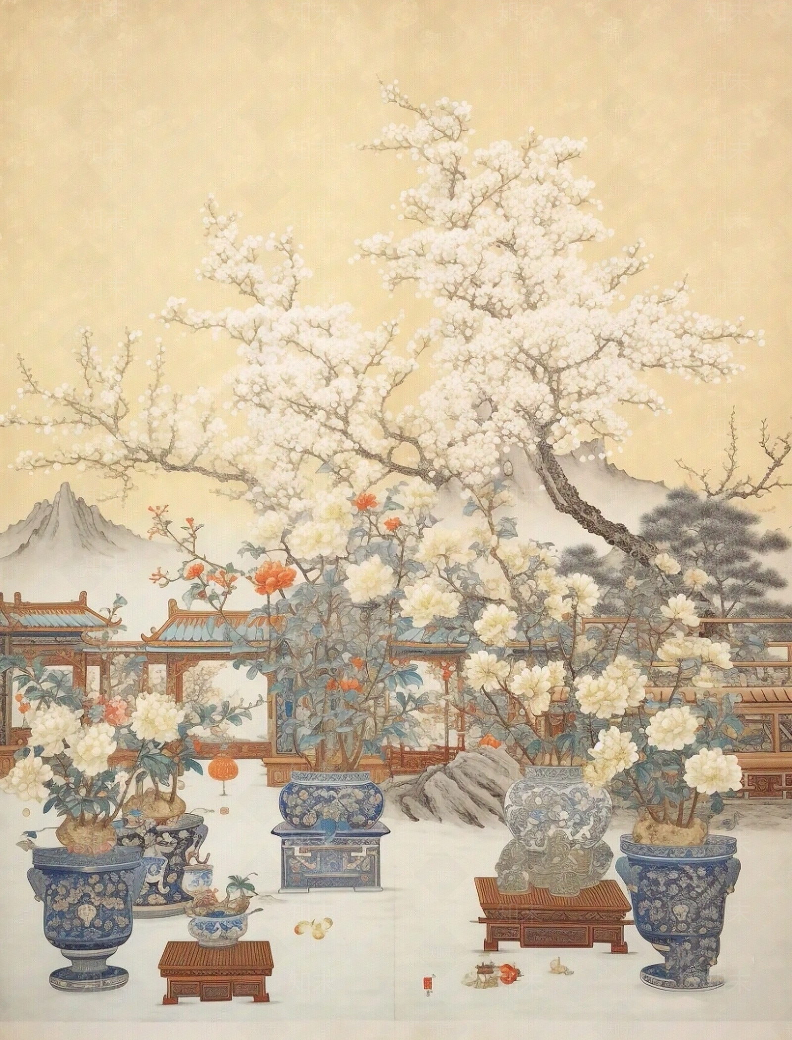 中式复古各类花瓶装饰画贴图下载【ID:1154867205】