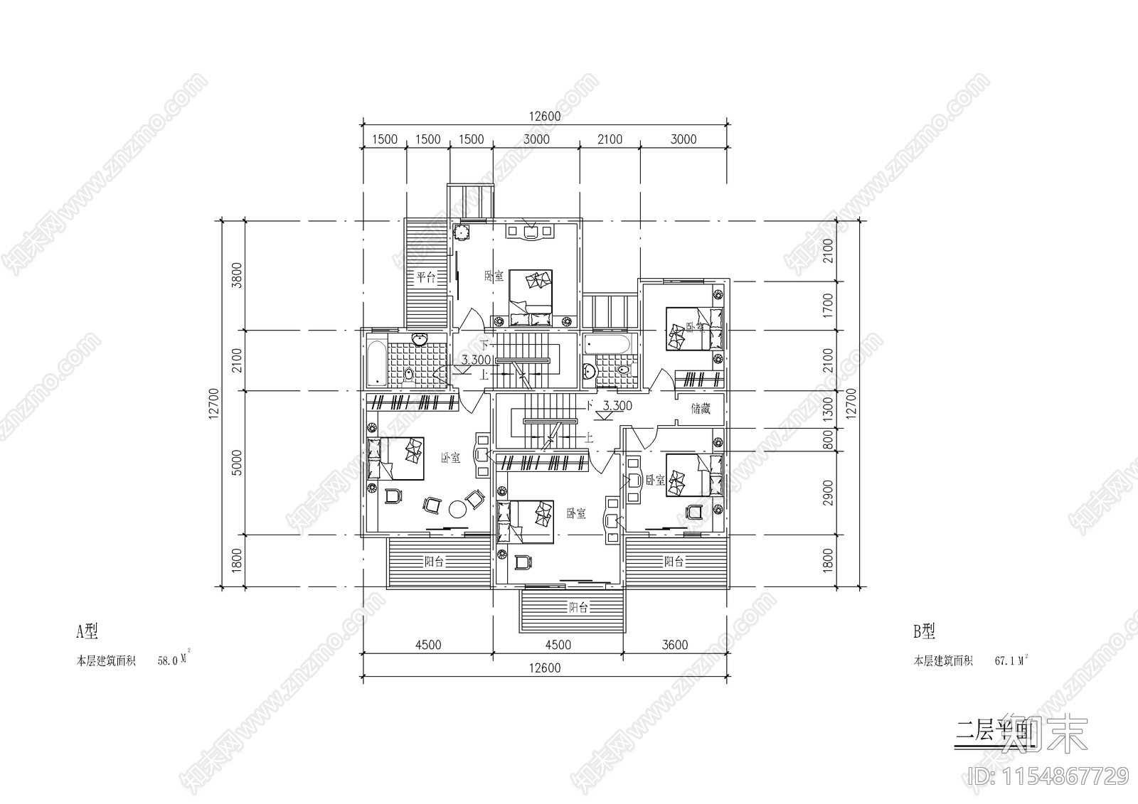 农民小康楼建筑设计cad施工图下载【ID:1154867729】