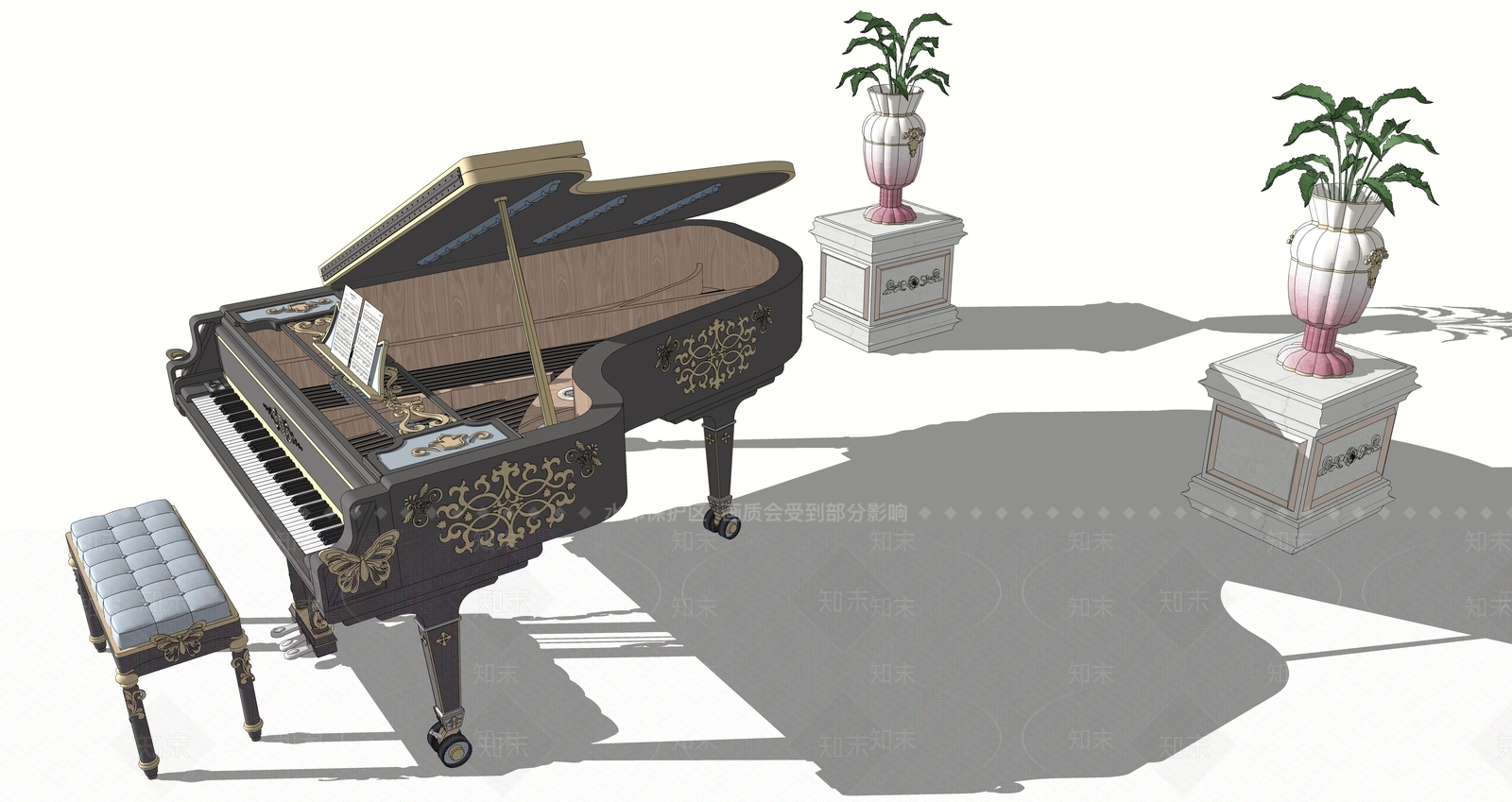 欧式钢琴SU模型下载【ID:1154868062】