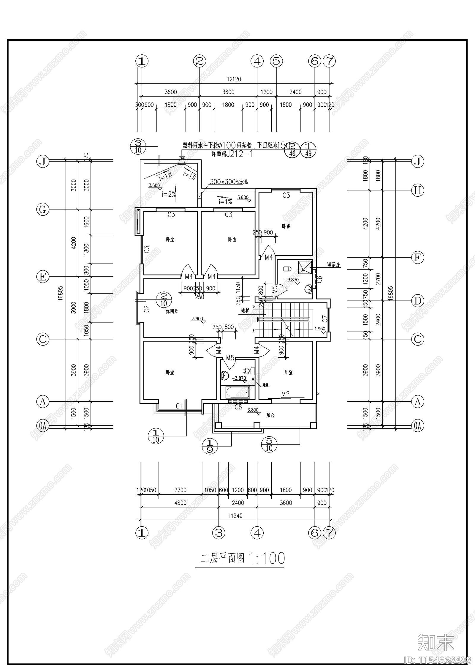 农村住宅建筑cad施工图下载【ID:1154868498】