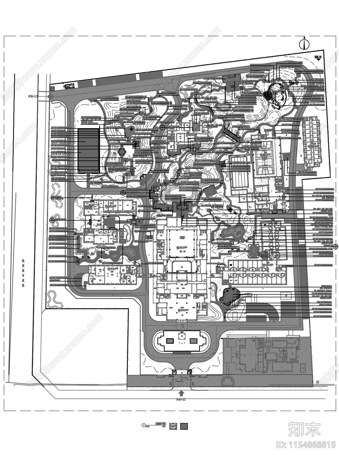 新中式学院庭院设计项目cad施工图下载【ID:1154868819】