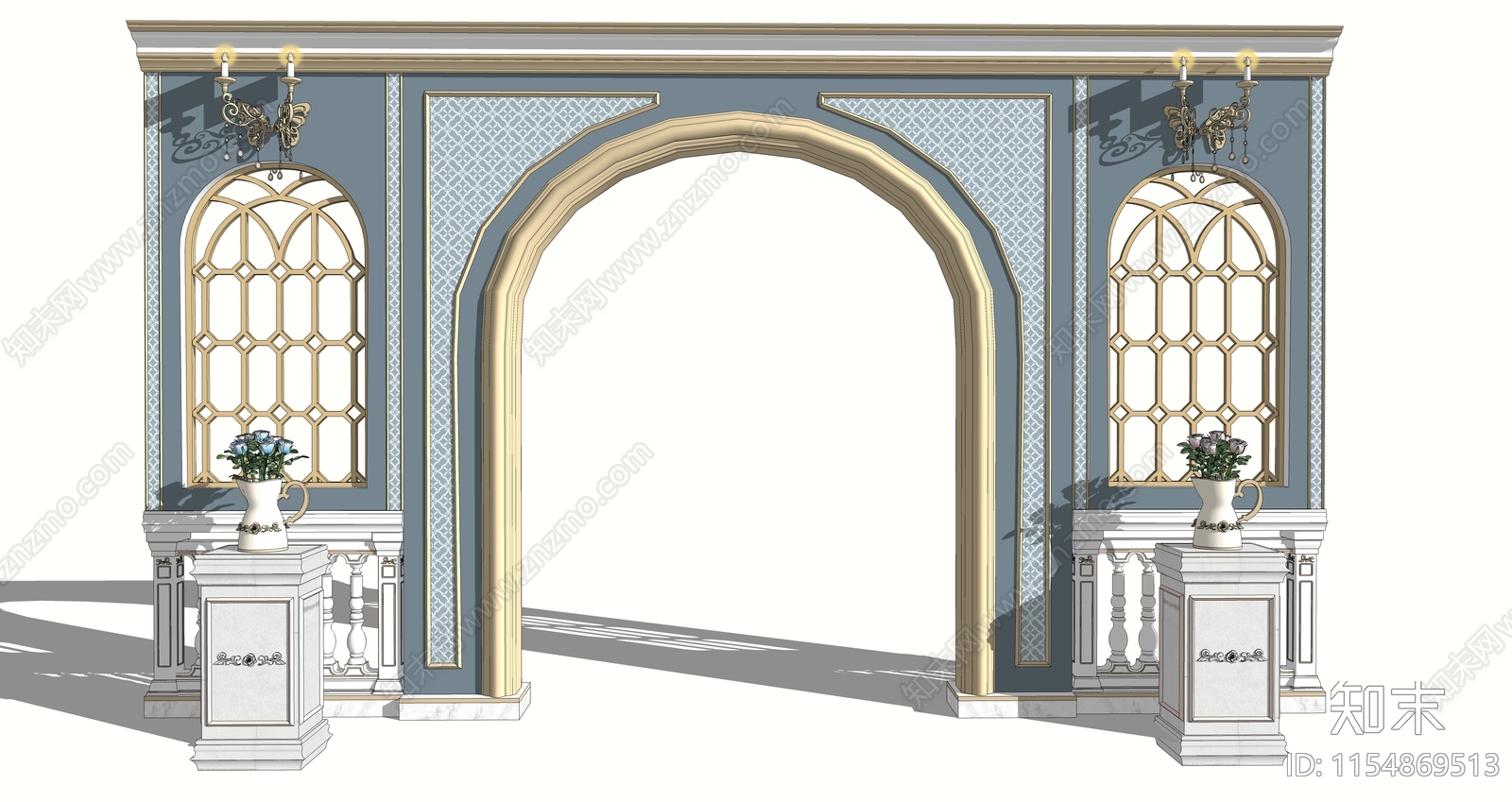 欧式隔断墙SU模型下载【ID:1154869513】