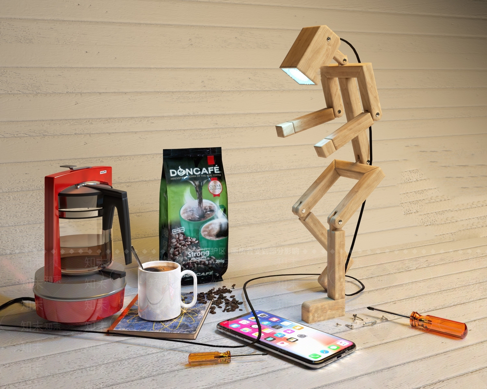 现代木头人创意小台灯SU模型下载【ID:1154869708】