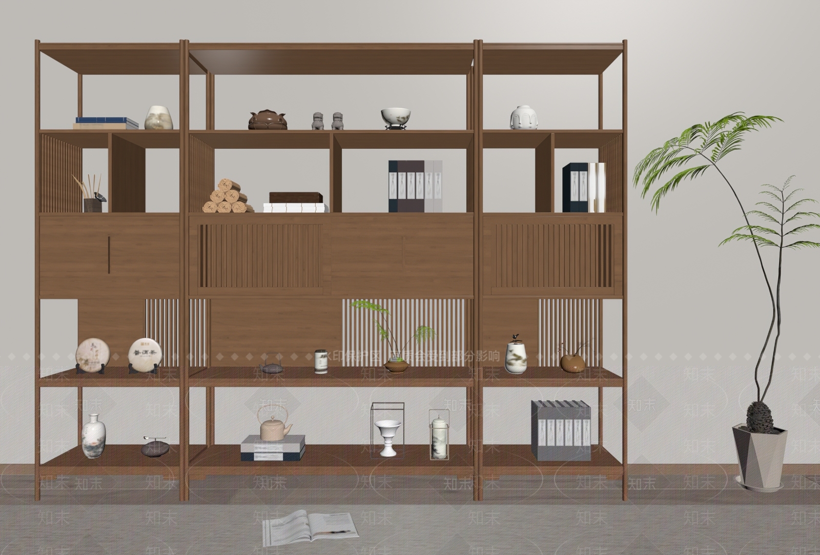 新中式博古架SU模型下载【ID:1154872738】