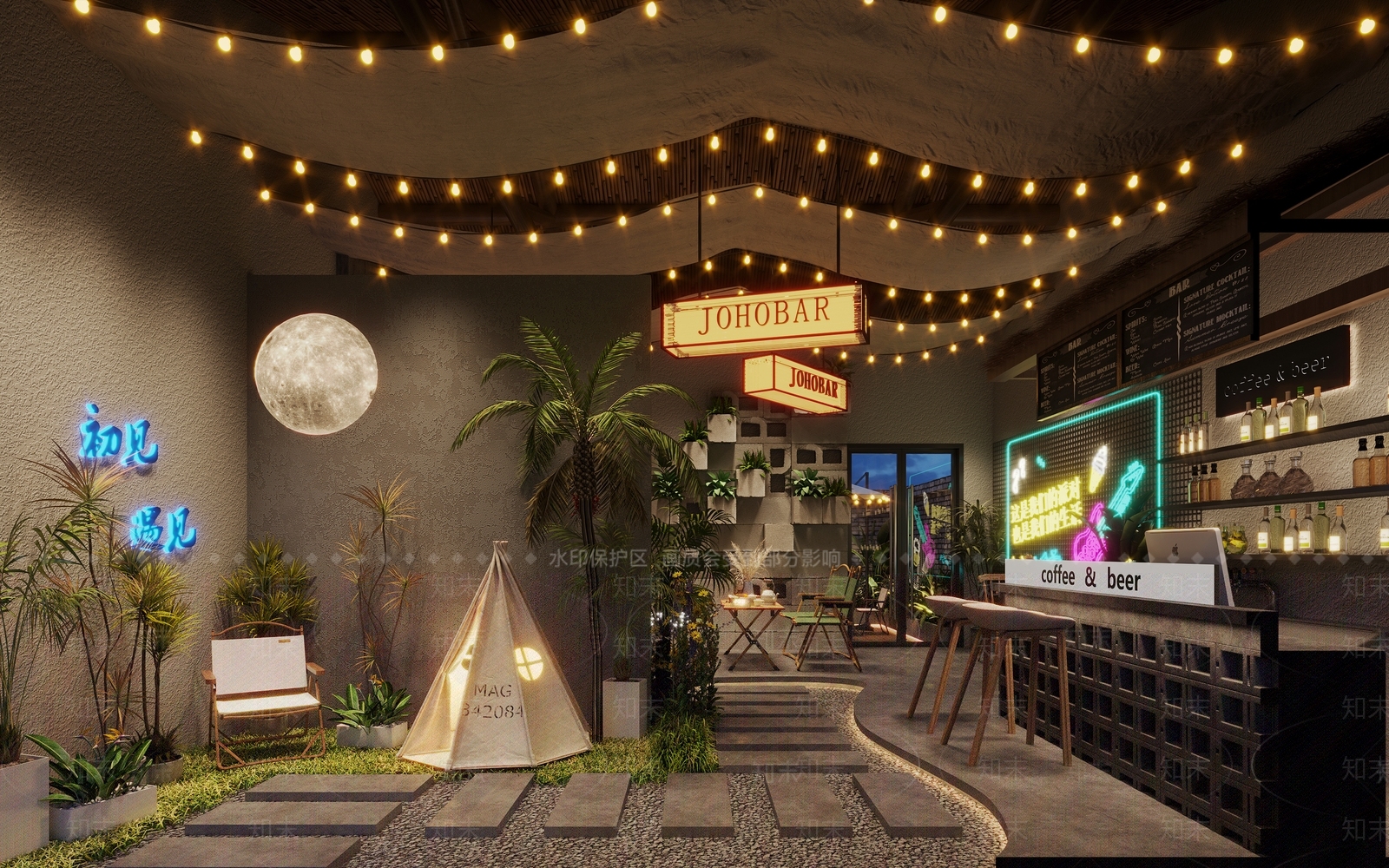 工业风咖啡店3D模型下载【ID:1154874556】