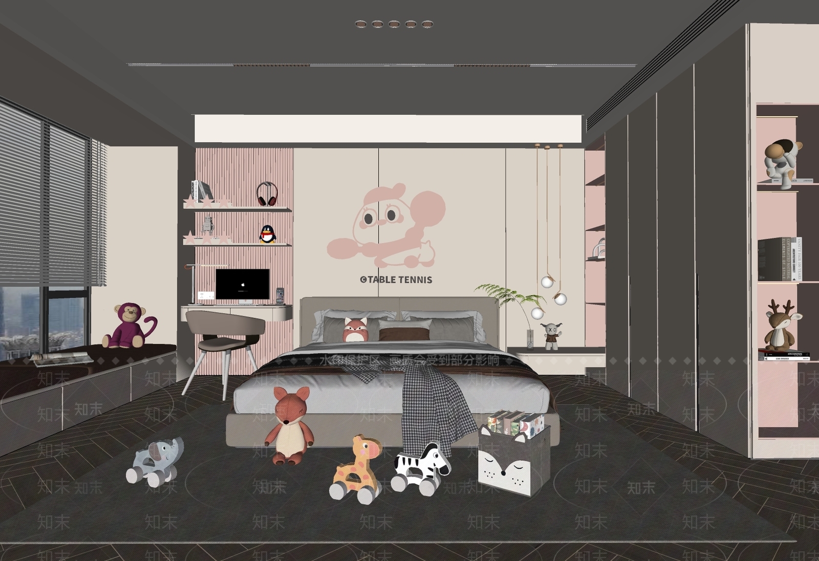 现代女孩房SU模型下载【ID:1154875736】