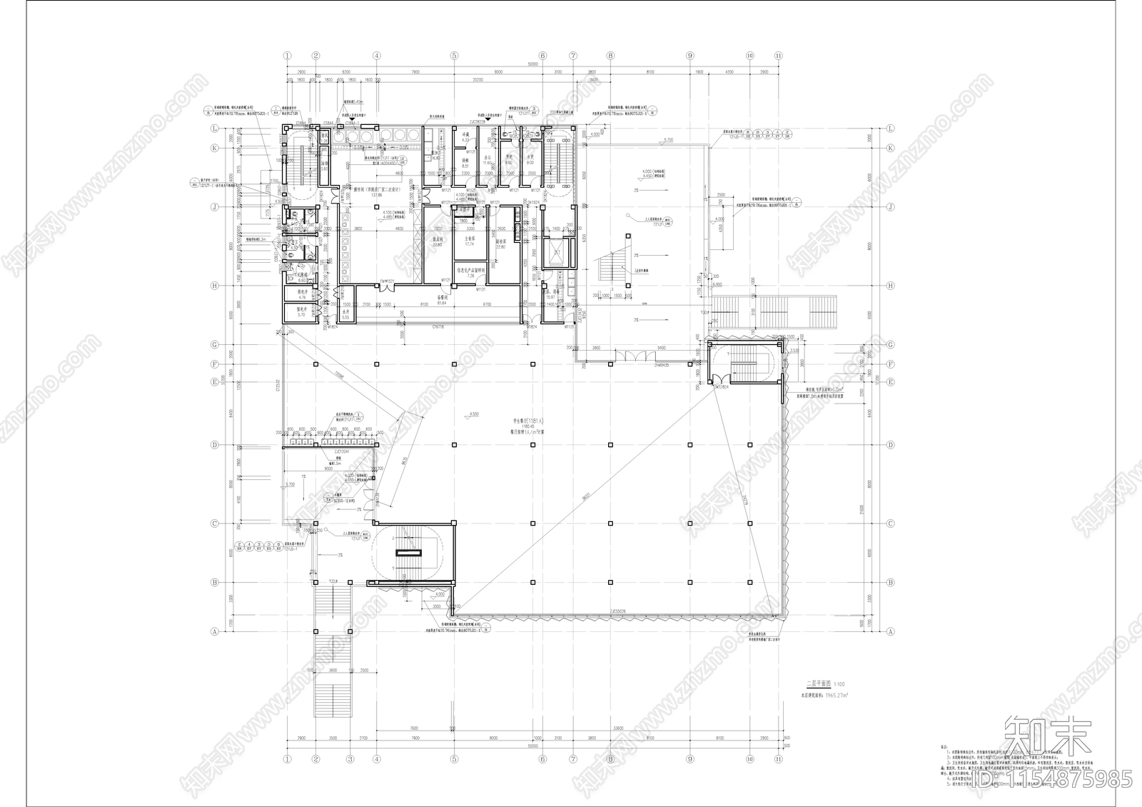 学校食堂cad施工图下载【ID:1154875985】