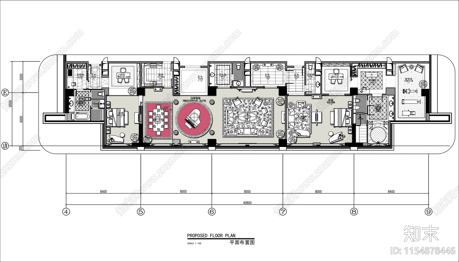 400㎡星级酒店总统套房平面布置图施工图下载【ID:1154878446】