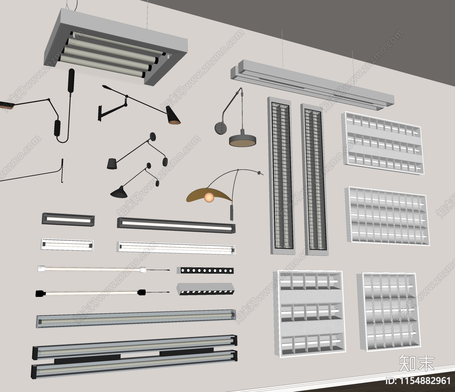 现代灯具组合SU模型下载【ID:1154882961】