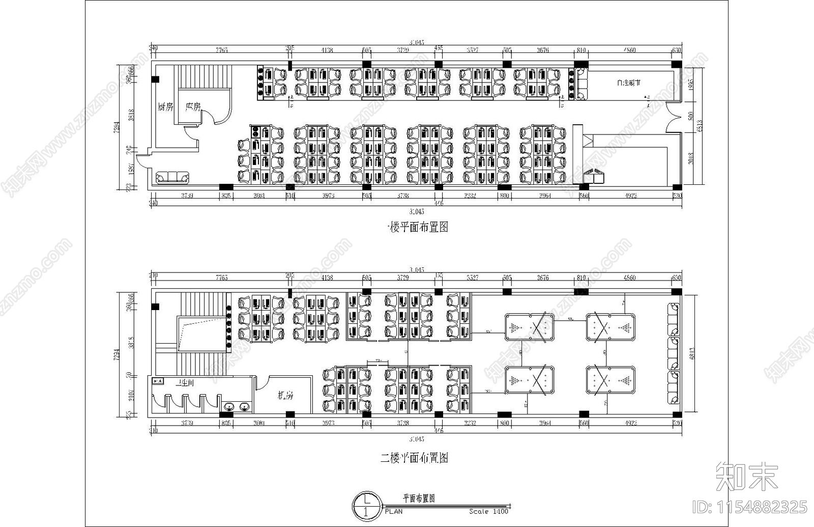 现代风格网吧室内cad施工图下载【ID:1154882325】