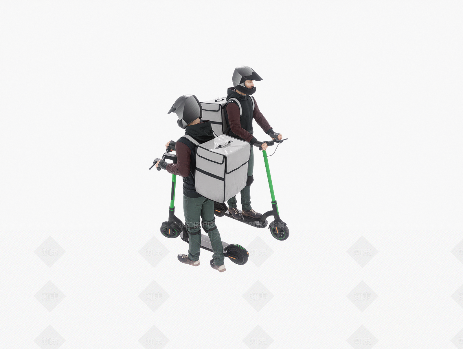 外卖员滑板车SU模型下载【ID:1154884349】