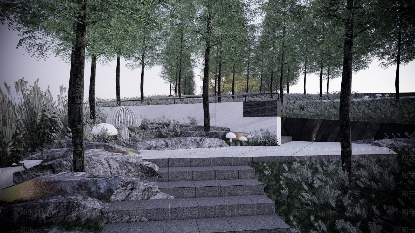 现代野奢生态带状高差地形公园SU模型下载【ID:1154885120】