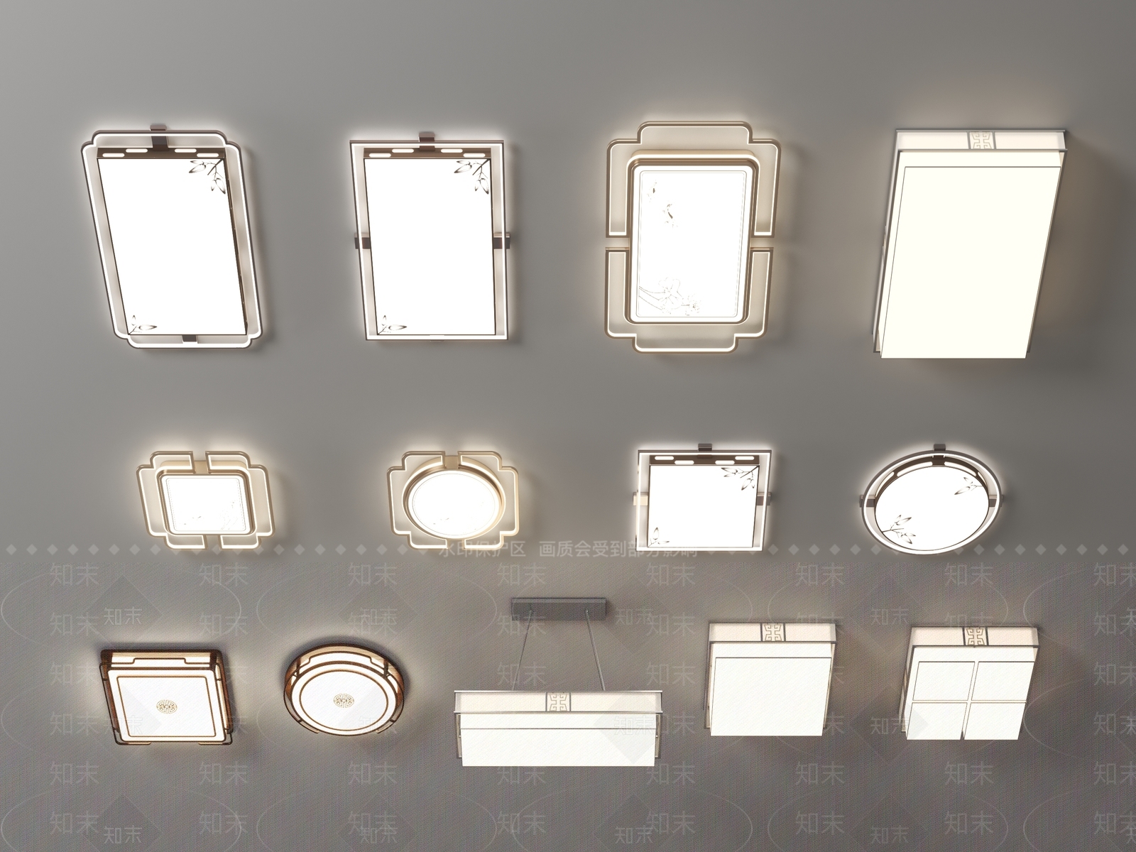 新中式吸顶灯3D模型下载【ID:1154886697】