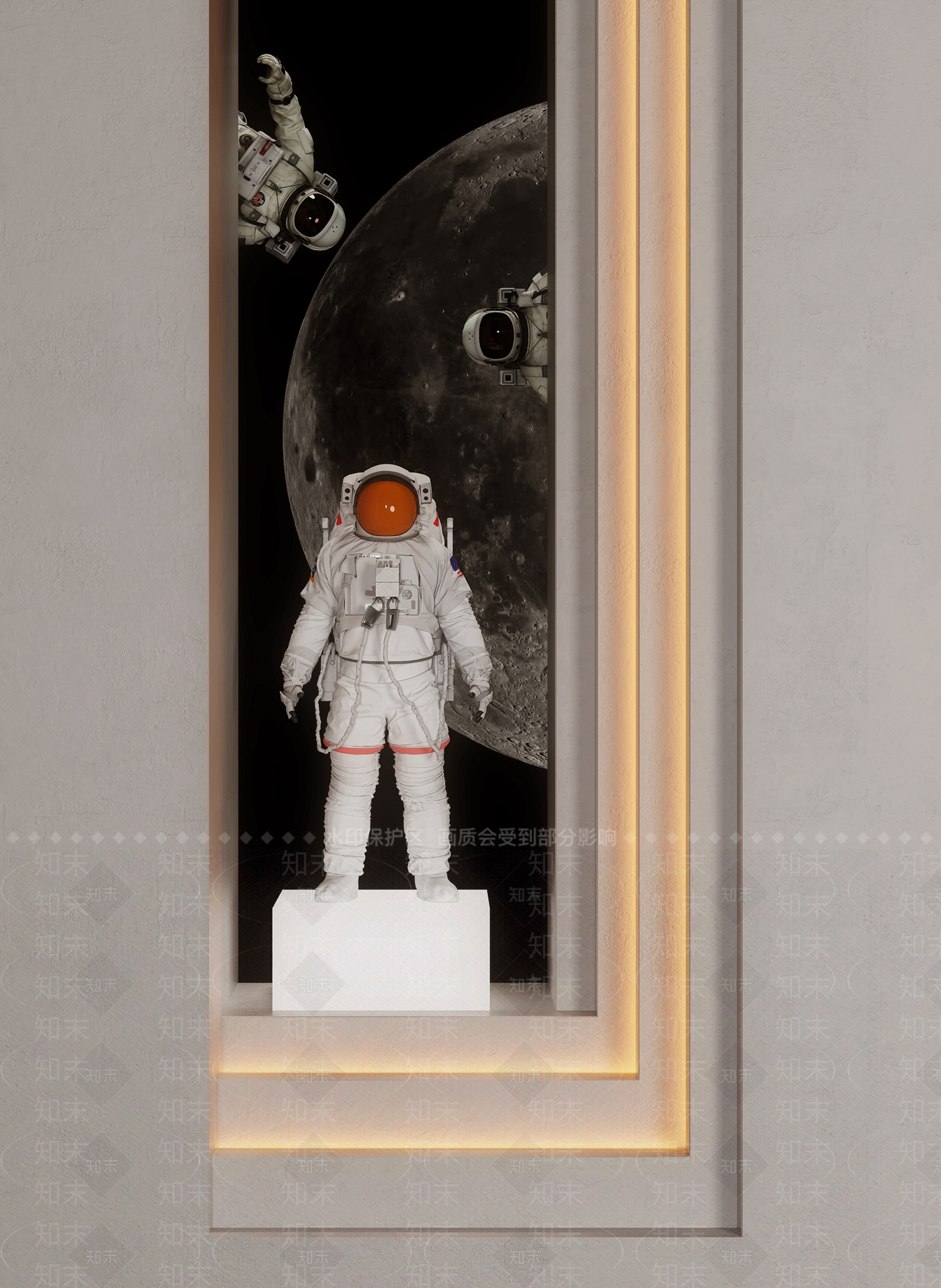 现代宇航员雕塑摆件3D模型下载【ID:1154887433】