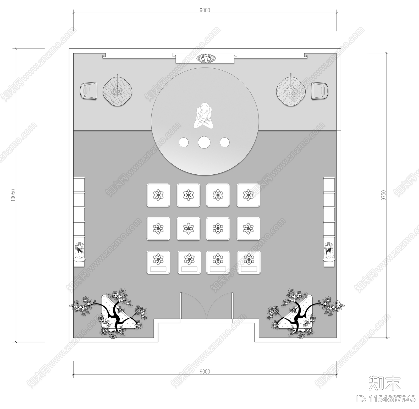 冥想空间cad施工图下载【ID:1154887943】