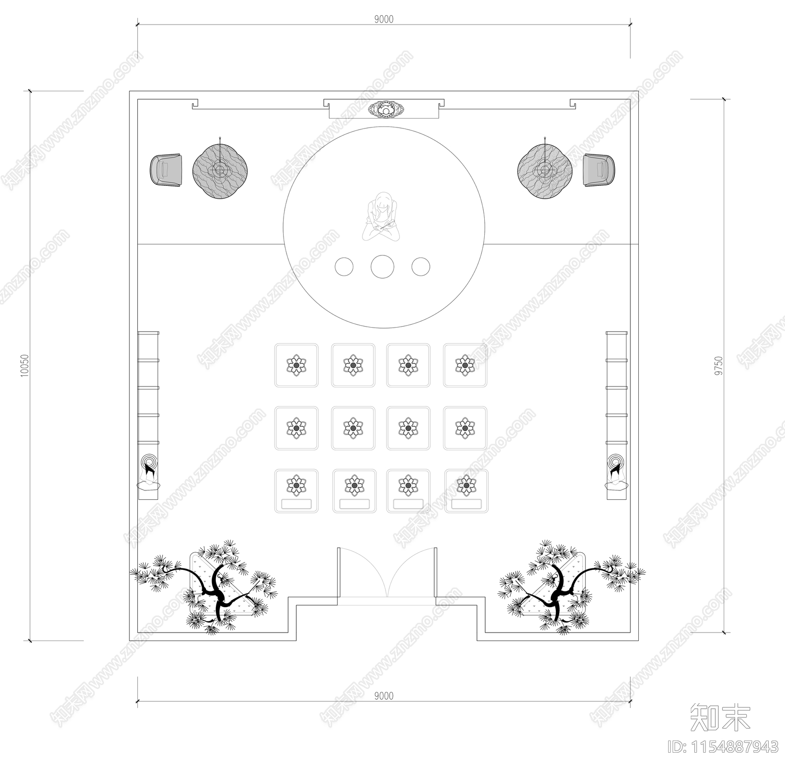 冥想空间cad施工图下载【ID:1154887943】