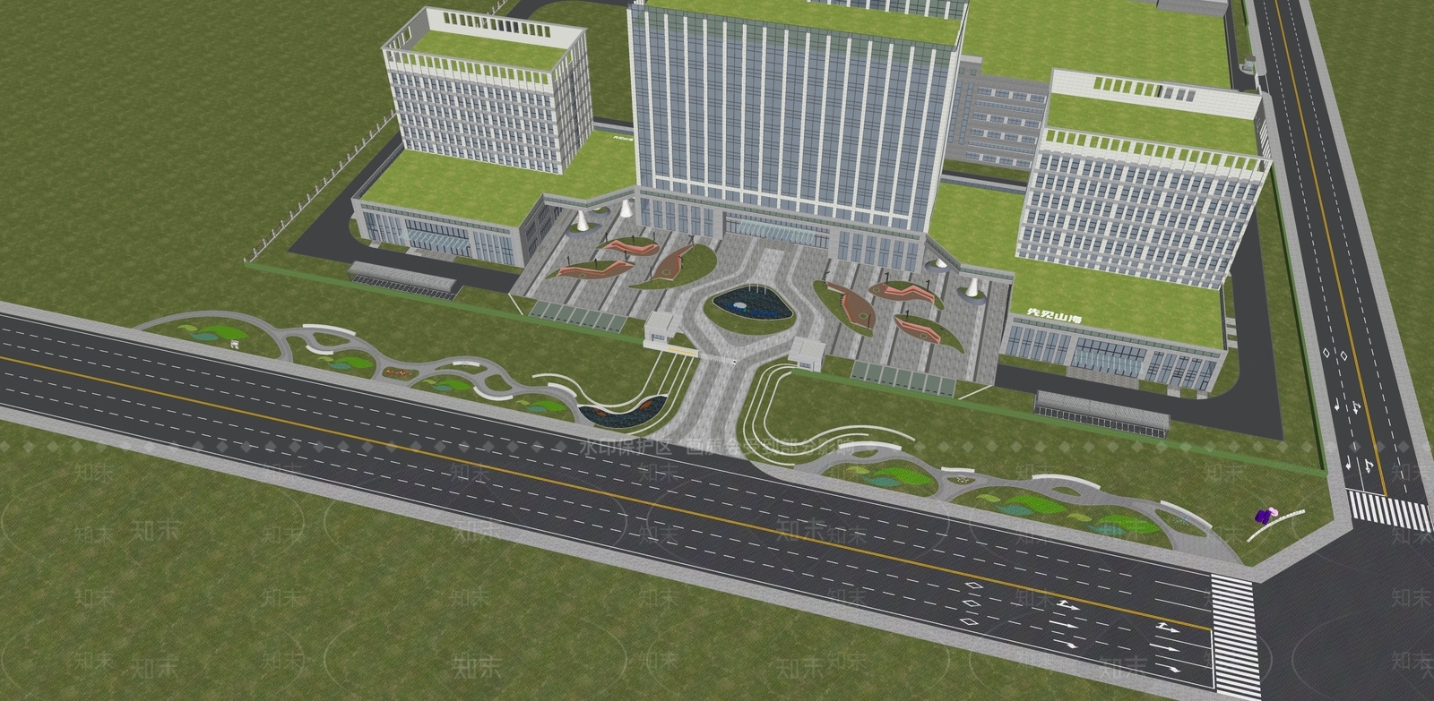 现代办公景观SU模型下载【ID:1154888524】