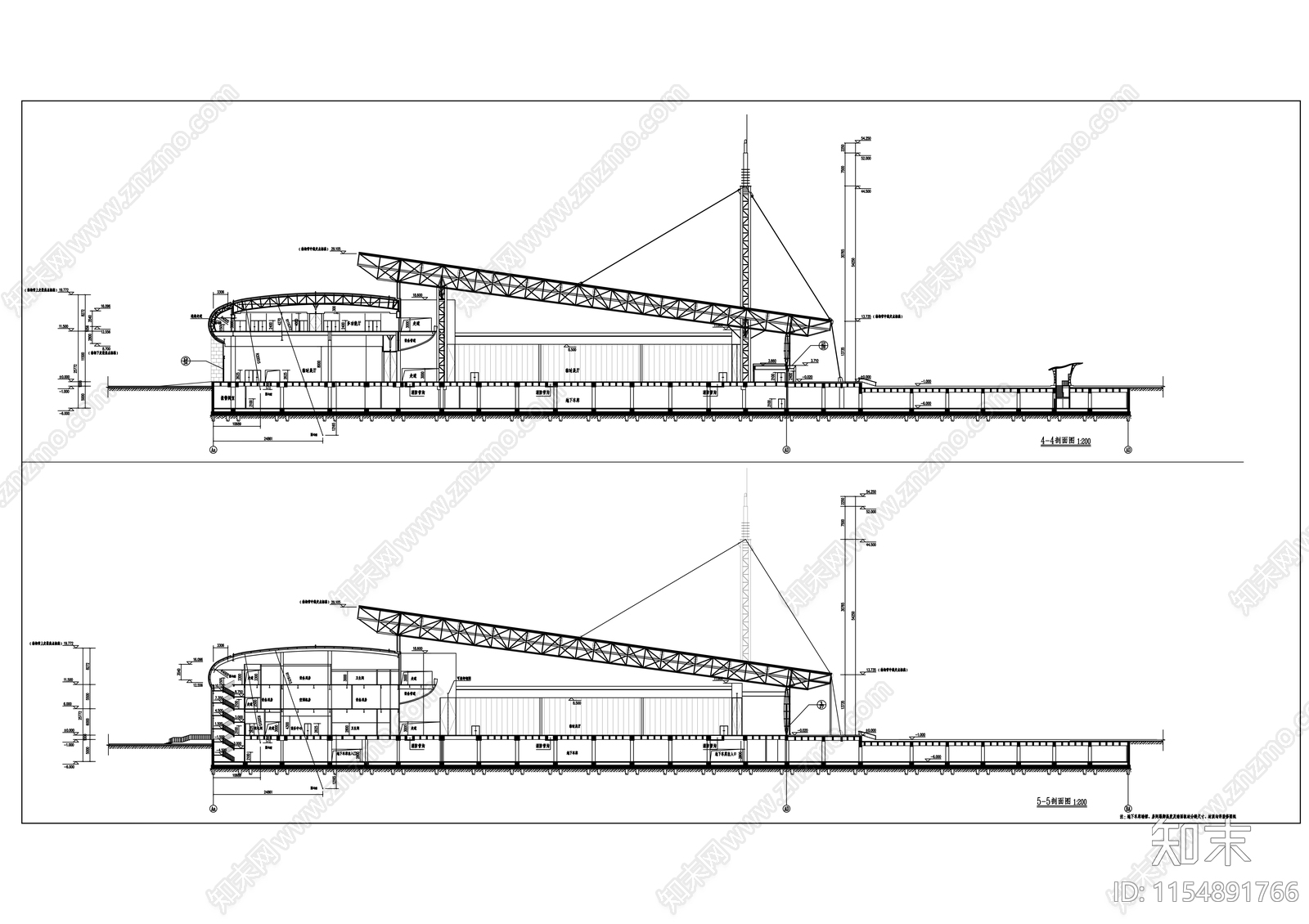 会展中心建筑cad施工图下载【ID:1154891766】