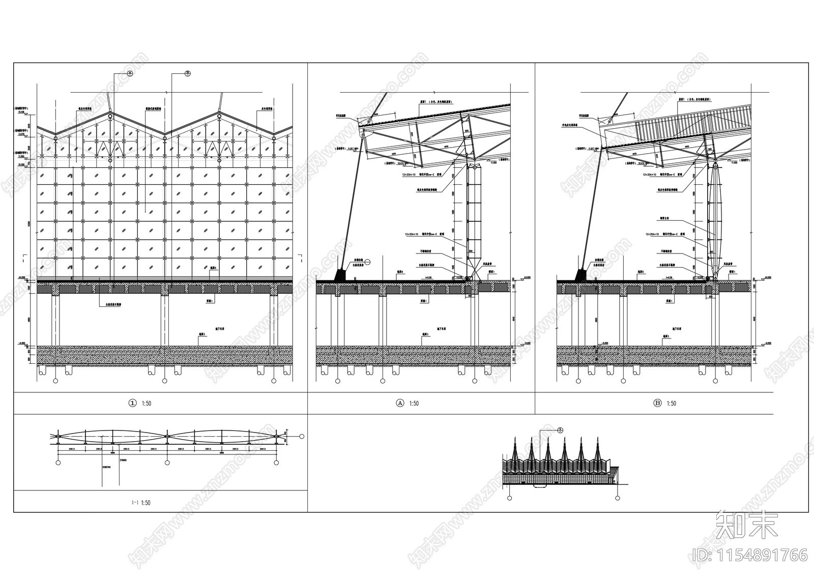 会展中心建筑cad施工图下载【ID:1154891766】