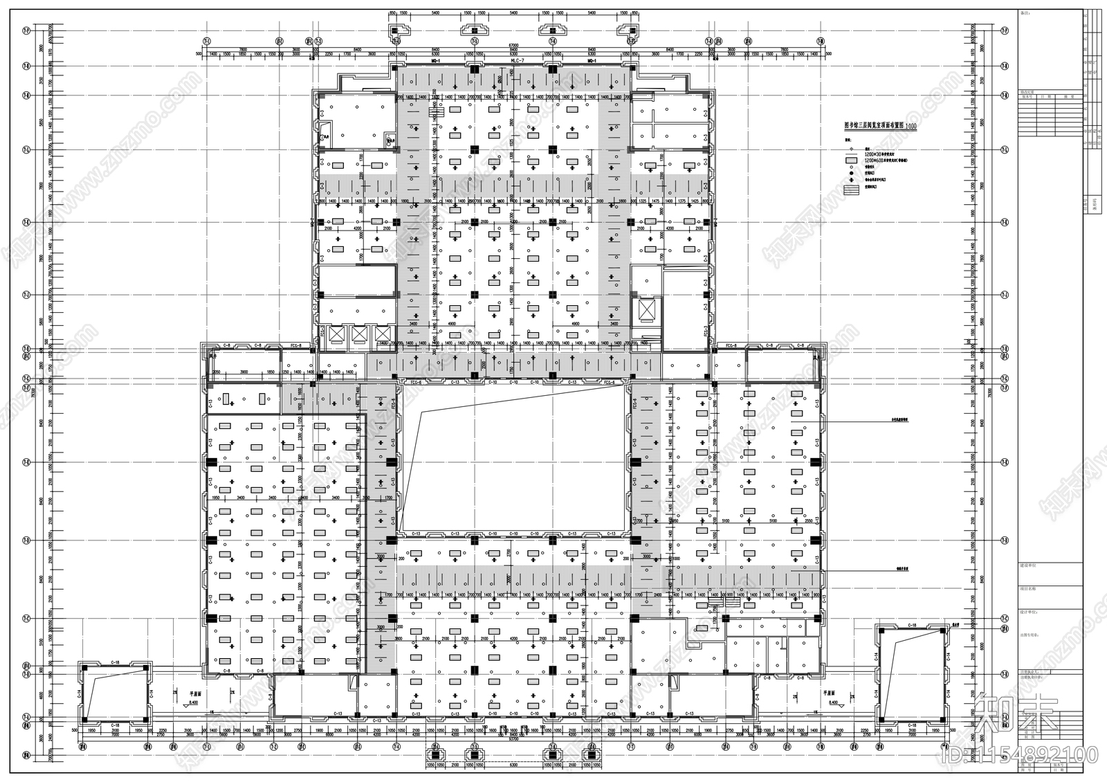 图书馆cad施工图下载【ID:1154892100】