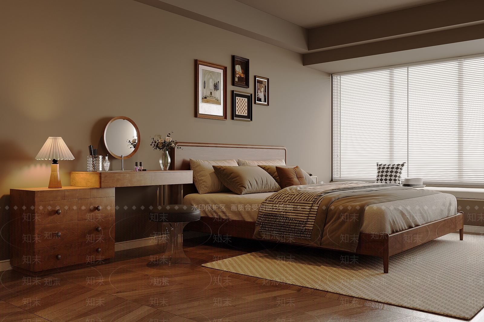 木质斗柜梳妆台3D模型下载【ID:1227559457】