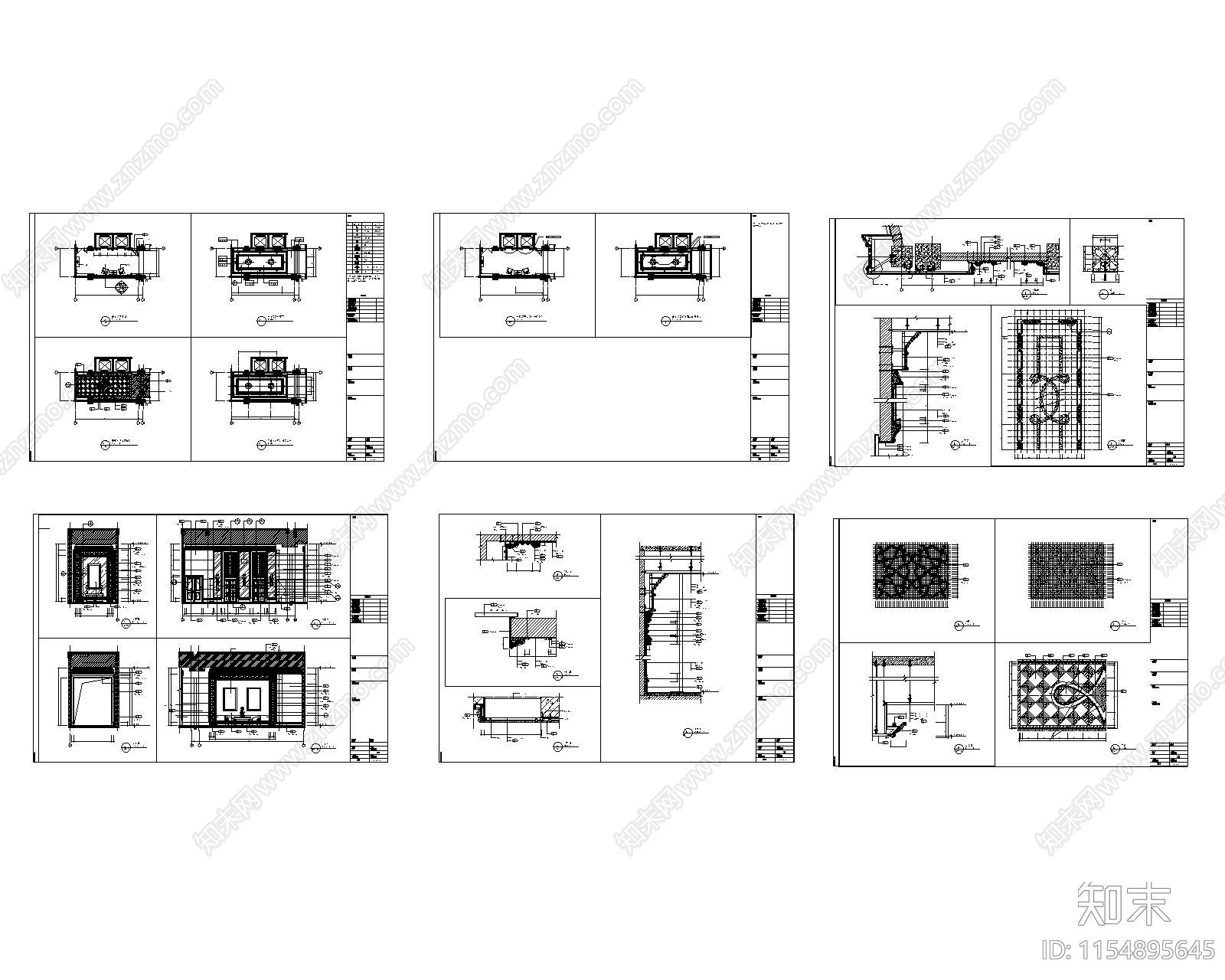 大酒店一层电梯前室cad施工图下载【ID:1154895645】