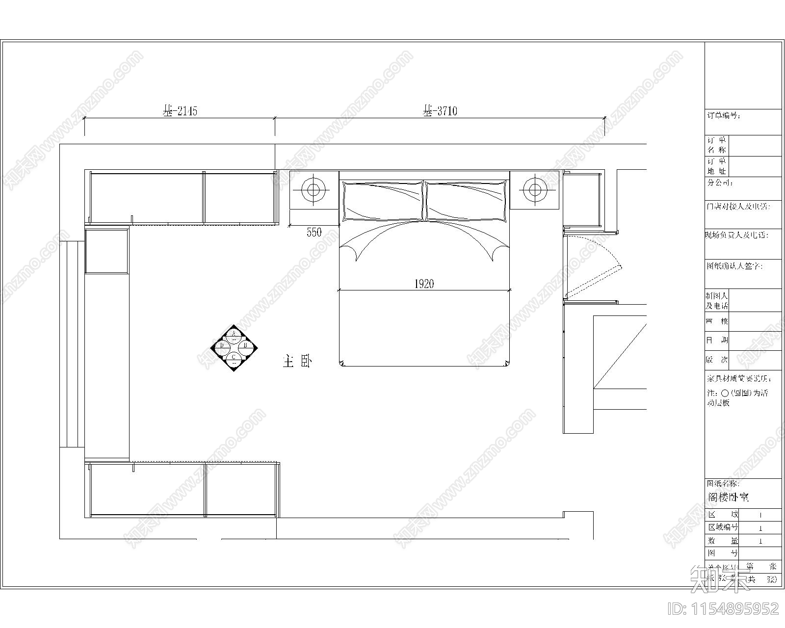 青浦跃层阁楼卧室施工图下载【ID:1154895952】