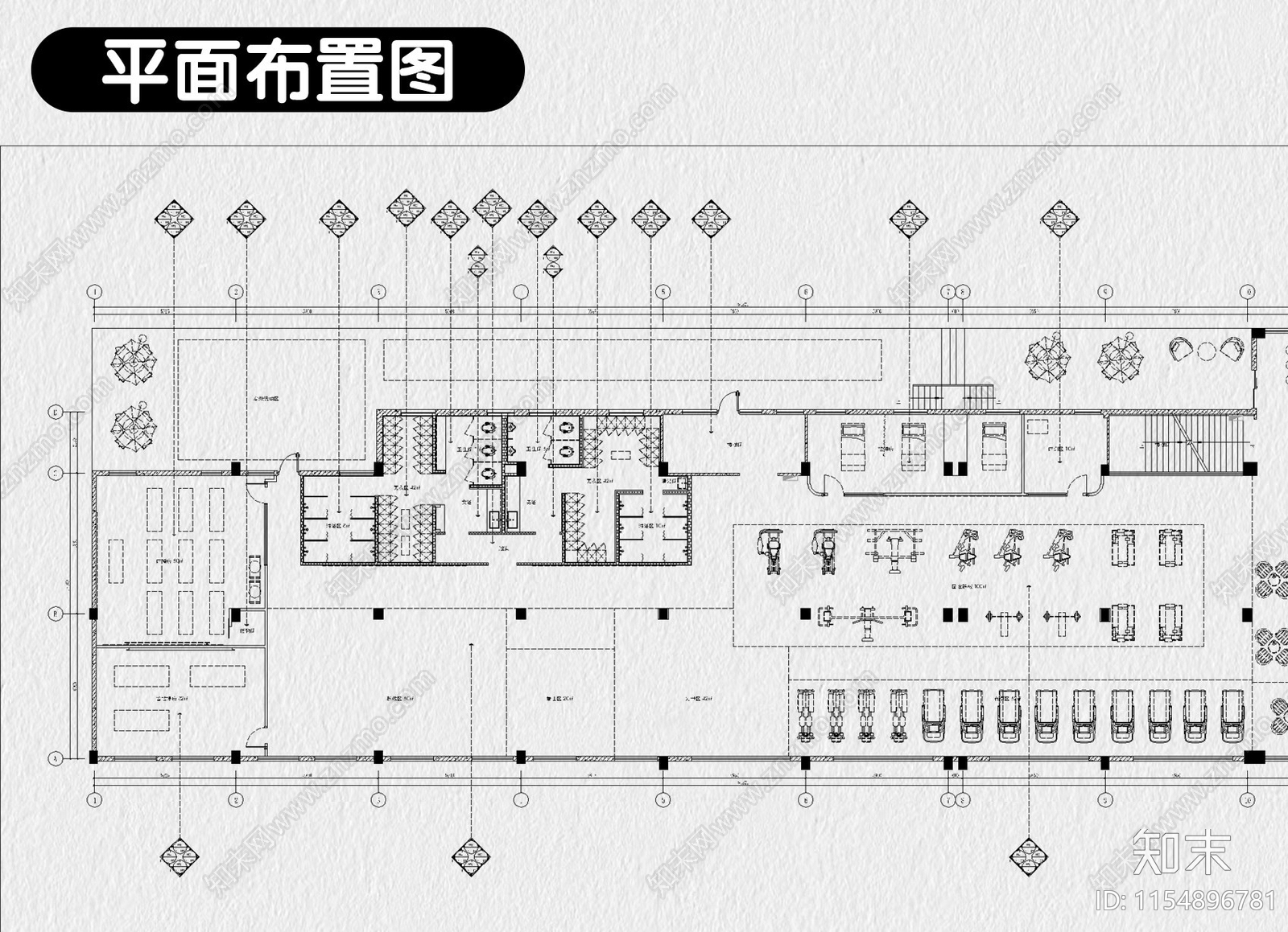 健身房装修设计工作室全套效果图cad施工图下载【ID:1154896781】