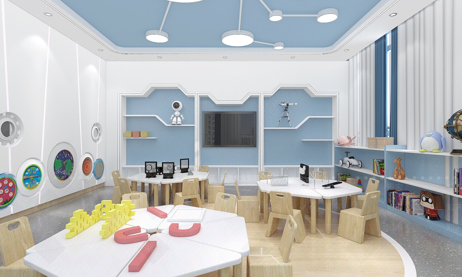 现代幼儿园科探室3D模型下载【ID:1154900259】