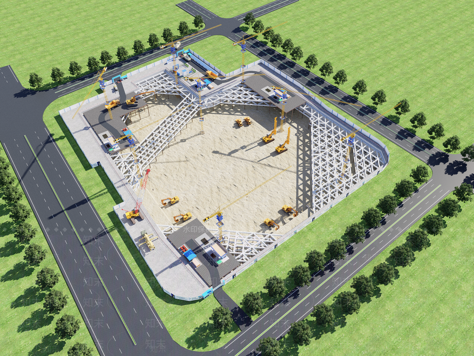 现代工地施工基坑SU模型下载【ID:1154908850】