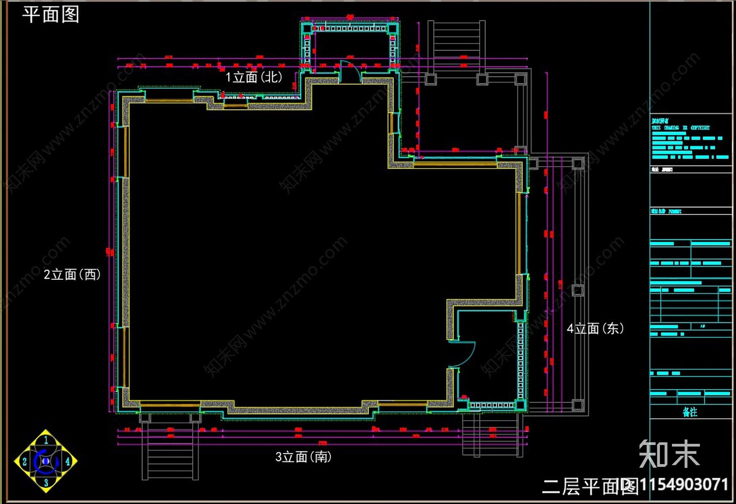 别墅外立面石材干挂下单分拆图cad施工图下载【ID:1154903071】