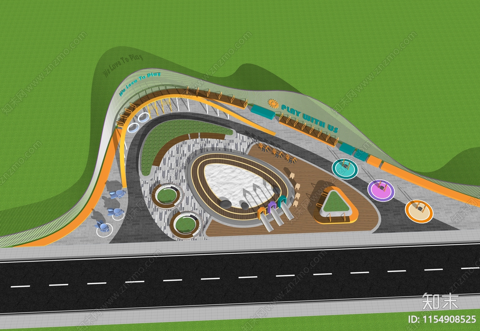 现代带状公园SU模型下载【ID:1154908525】