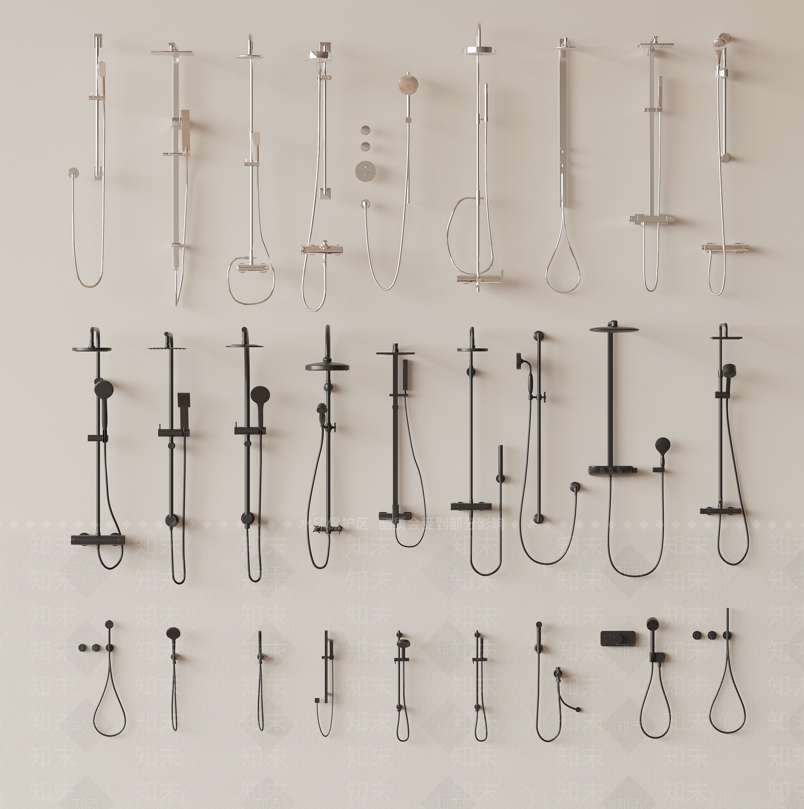 花洒淋浴组合3D模型下载【ID:1154911010】