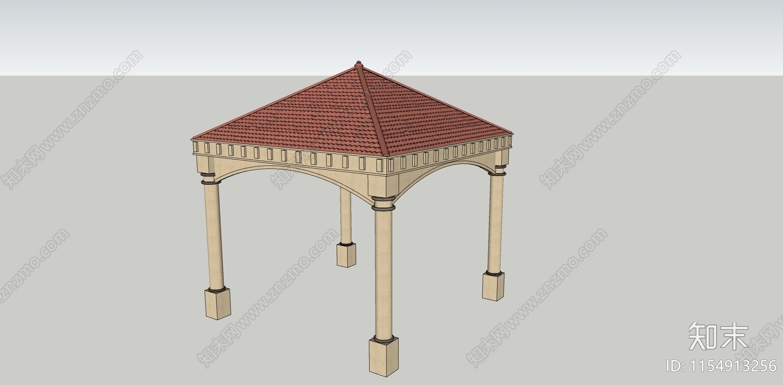 欧式景观亭子SU模型下载【ID:1154913256】