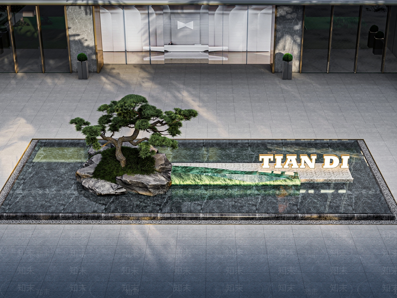 新中式入口水景3D模型下载【ID:1154916696】