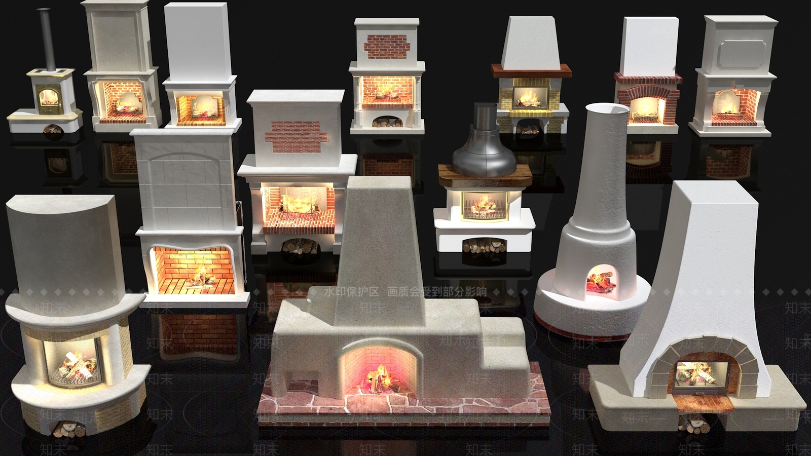 美式壁炉3D模型下载【ID:1154919472】