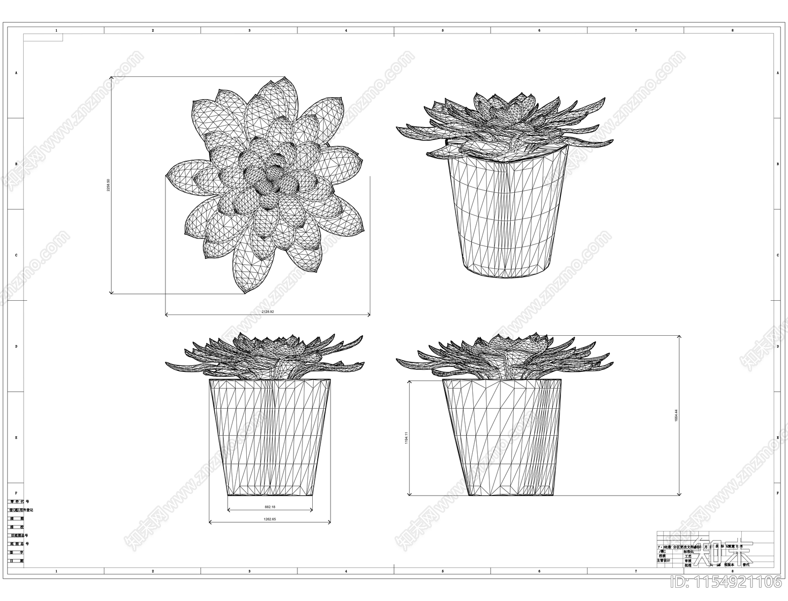 盆栽盆景线稿图设计施工图下载【ID:1154921106】