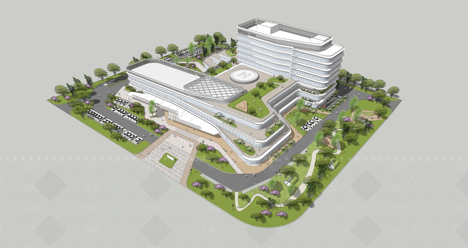现代医院建筑SU模型下载【ID:1154923740】