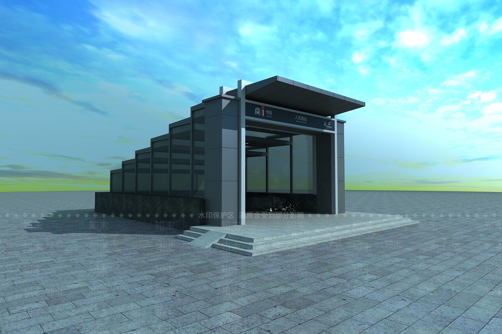 现代地铁口3D模型下载【ID:1154923446】