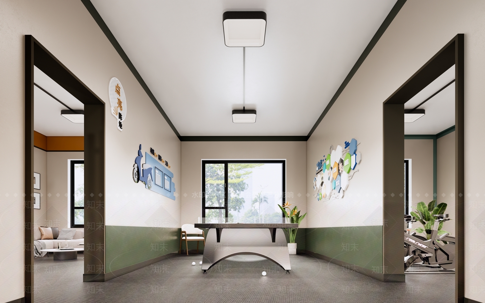 现代乒乓球室SU模型下载【ID:1154985335】
