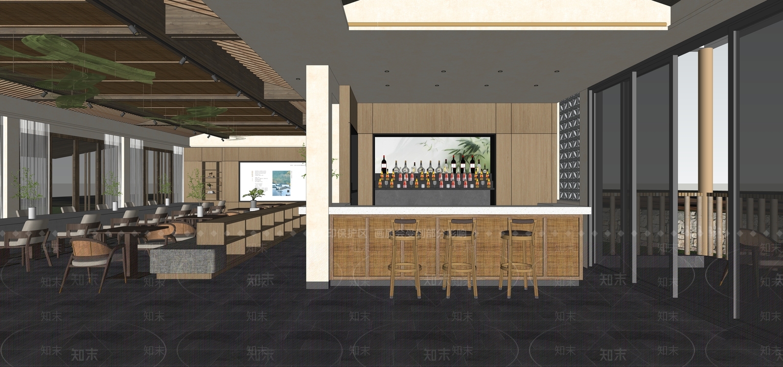 侘寂民宿餐厅SU模型下载【ID:1154928291】