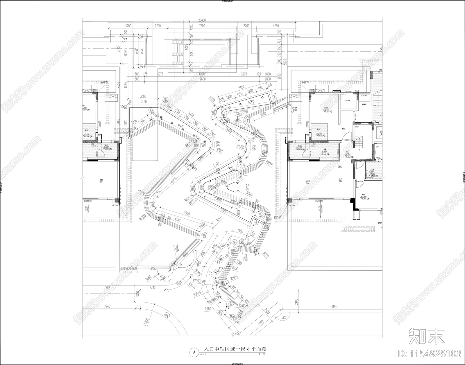 小区主入口轴线景观详图施工图下载【ID:1154928103】