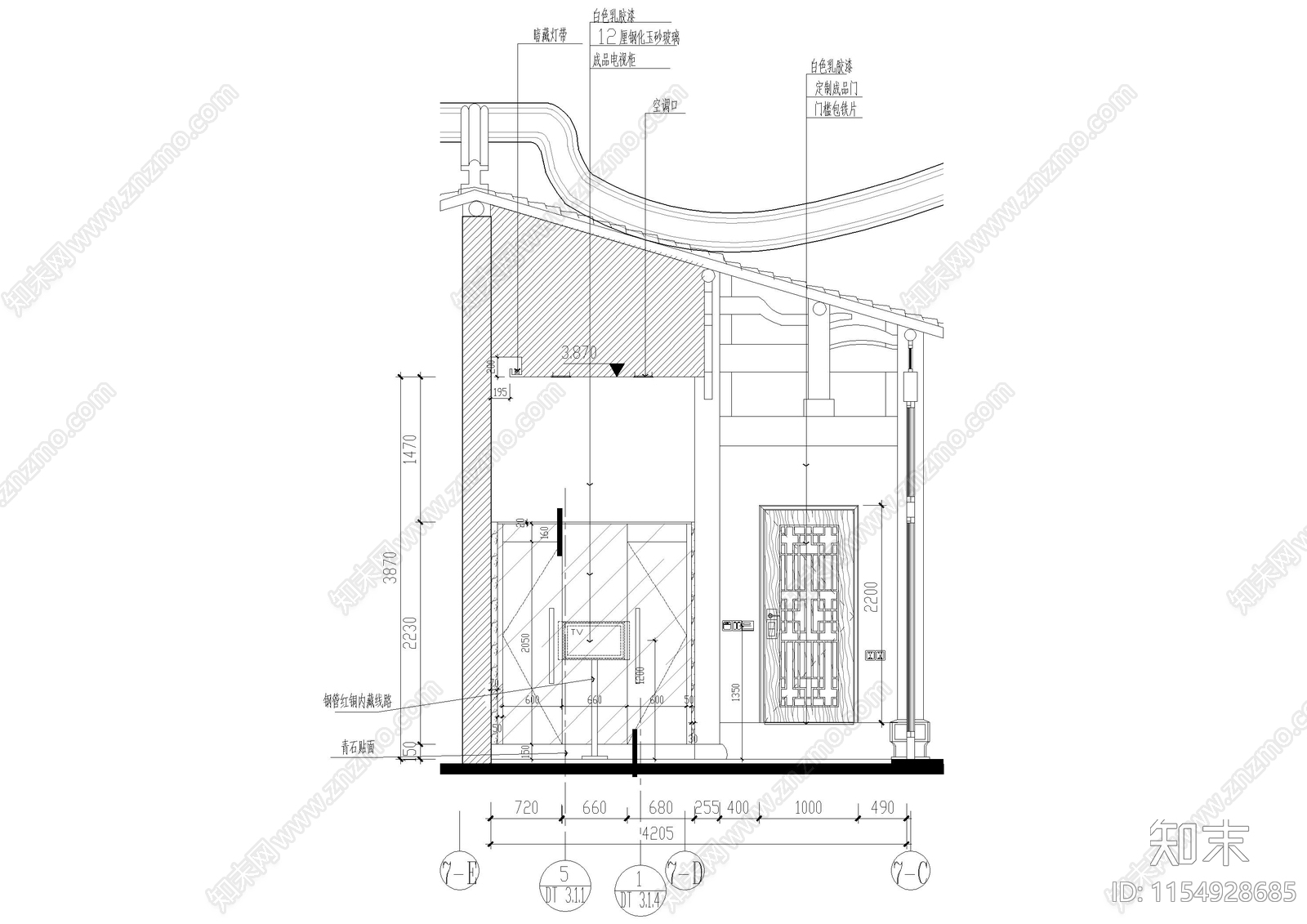 丽江中式民宿酒店客房cad施工图下载【ID:1154928685】