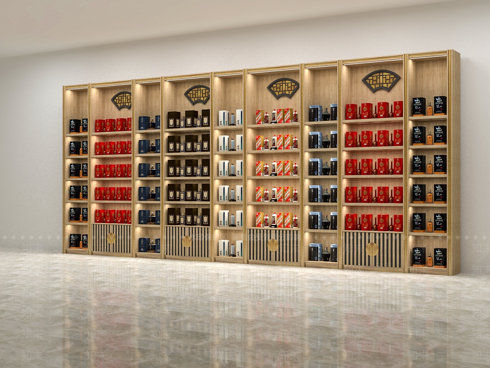 新中式烟酒店货架SU模型下载【ID:1154931272】