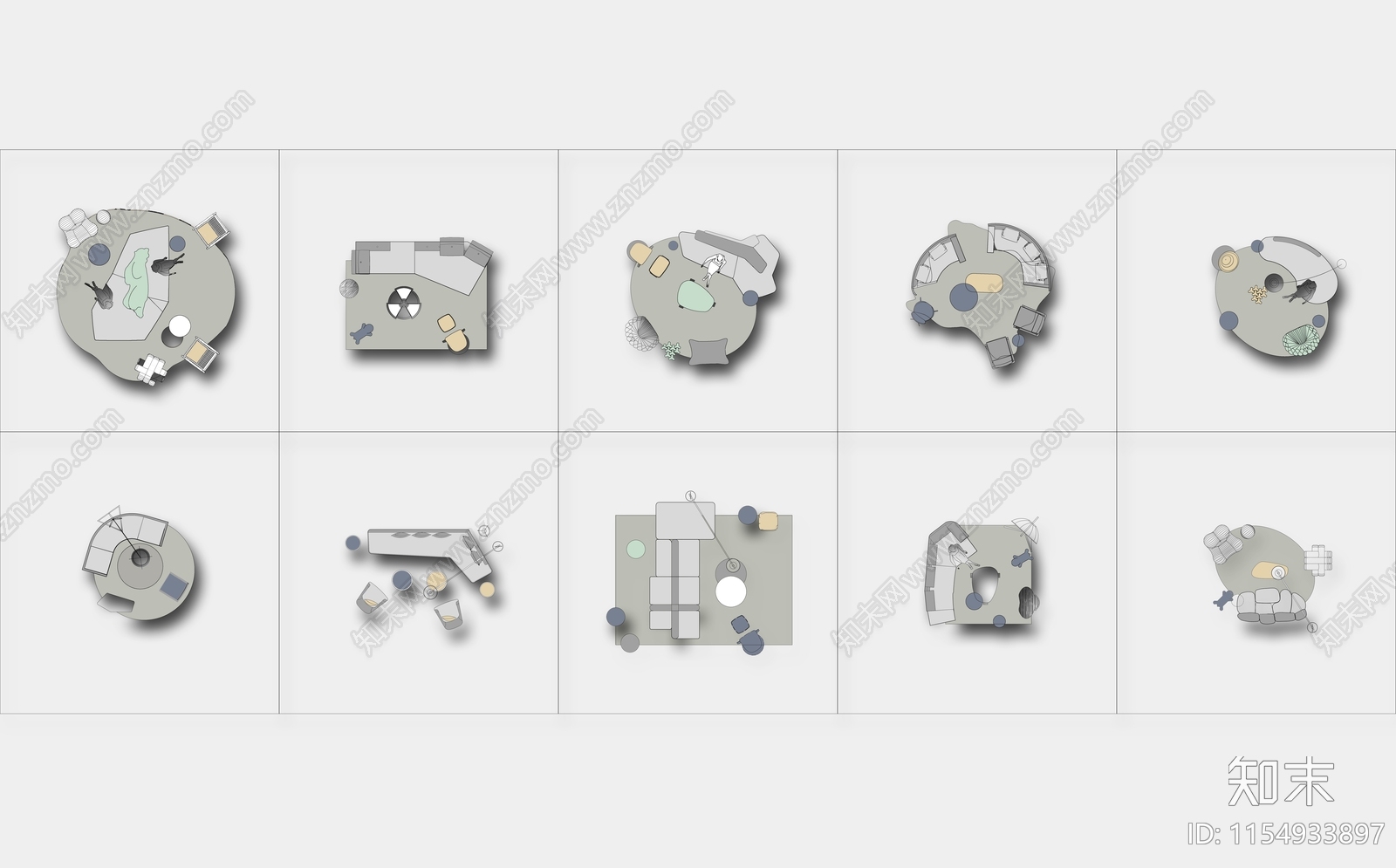 现代网红客厅大堂异形沙发组合施工图下载【ID:1154933897】