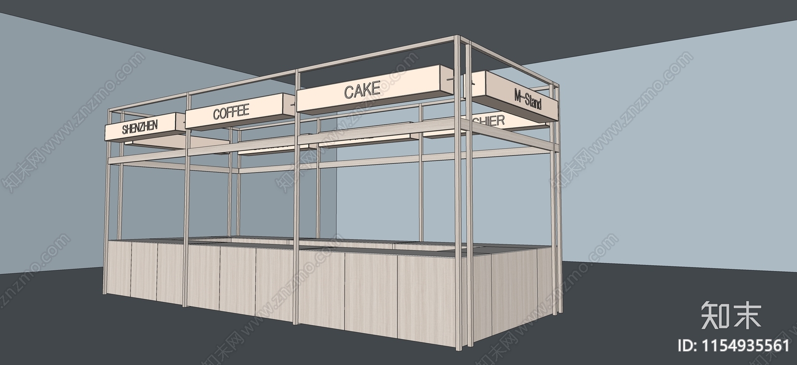 现代咖啡吧台SU模型下载【ID:1154935561】